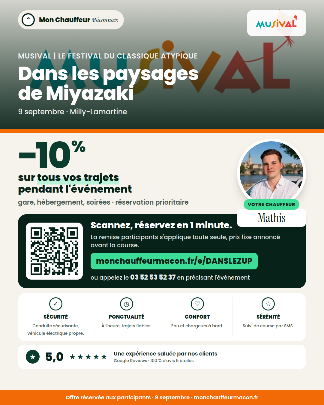 Offre participants Dans les paysages de Miyazaki : −10 % avec Mon Chauffeur Mâconnais