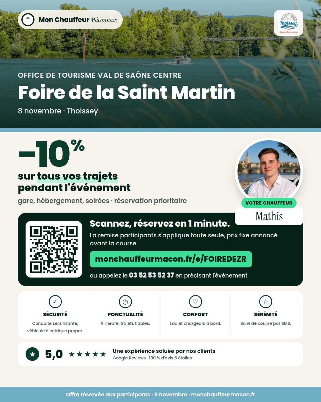 Offre participants Foire de la Saint Martin : −10 % avec Mon Chauffeur Mâconnais