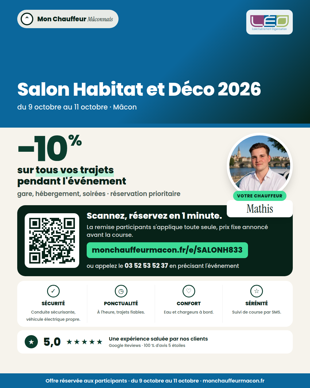 Offre participants Salon Habitat et Déco 2026 : −10 % avec Mon Chauffeur Mâconnais