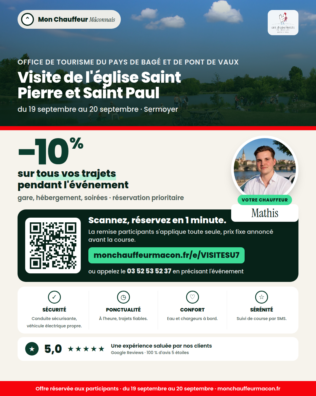 Offre participants Visite de l'église Saint Pierre et Saint Paul : −10 % avec Mon Chauffeur Mâconnais